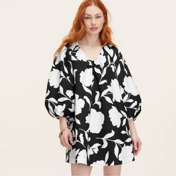 Kate Spade X Target Rose Poplin Black/White Long Sleeve Mini Dress Medium NEW - Picture 1 of 7